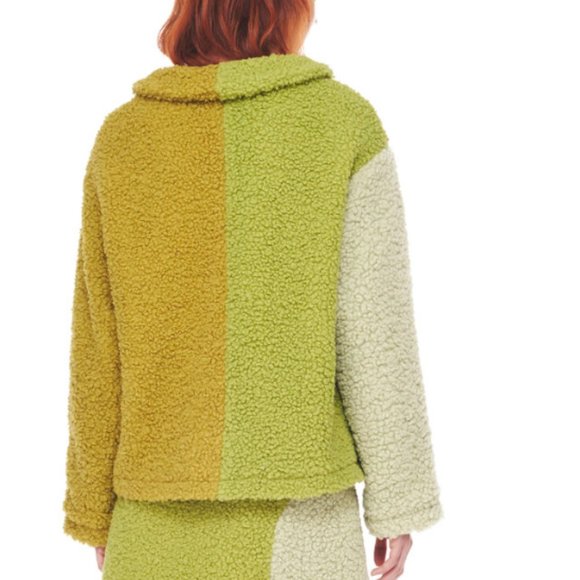 NEW //Cider "On My Turf" Colorblock Teddy Coat\\ Fancy Closures with Slouchy Fit - Picture 16 of 16